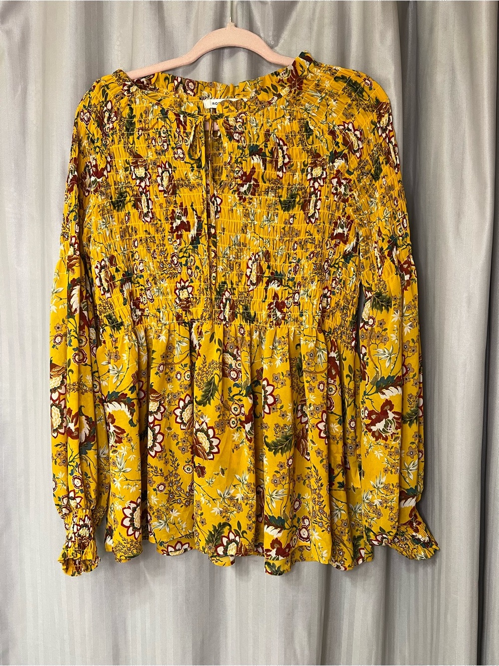 Rose & Olive Yellow Floral Smocked Peasant Tunic